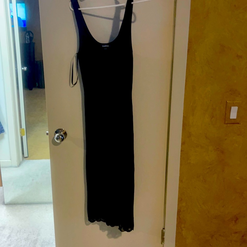 Bebe tank ribbed dress with lace on bottoms